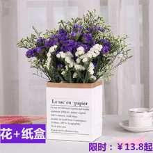 勿忘我干花花束家居摆设小清新满天星件带牛皮纸袋客厅真插装 饰品
