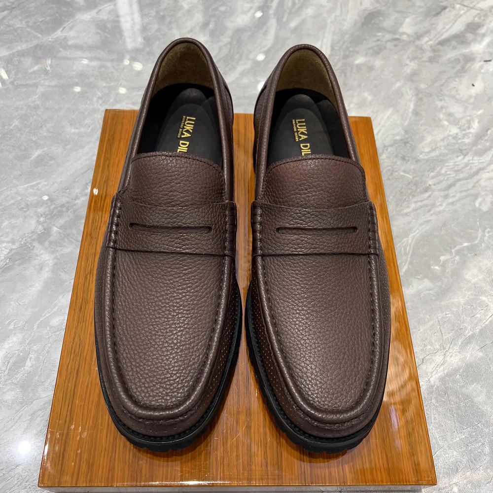路卡迪龙春夏梅花鹿皮冲孔低跟厚底一脚蹬男士商务皮鞋 170220204