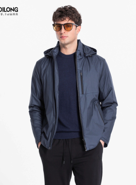 路卡迪龙秋冬抗皱7D超轻防水薄棉服男休闲带帽夹克外套 154246119
