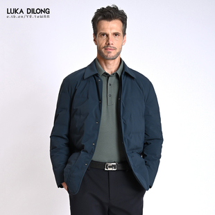 路卡迪龙羽绒服秋冬款免烫白鹅绒男士通勤休闲翻领夹克 154247207