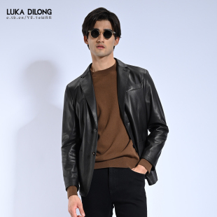 160235202 商务休闲单西服外套皮衣 路卡迪龙秋冬款 野生驯鹿皮男士
