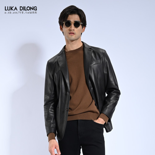 路卡迪龙秋冬鹿皮男士西服皮衣