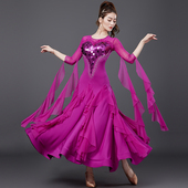 摩登舞裙2026新款 国标华尔兹交谊际蹈比赛表演出服飘逸大摆连衣裙