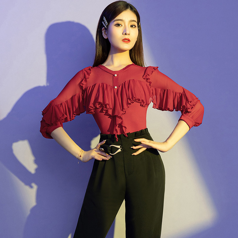 妹姿彩国标华尔兹舞蹈上衣