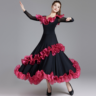 摩登舞裙2026新款国标华尔兹交谊际蹈练习比赛表演出服大摆连衣裙