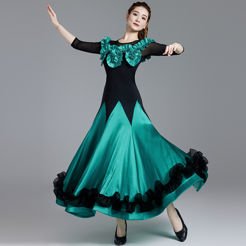 妹姿彩摩登舞大摆连衣裙