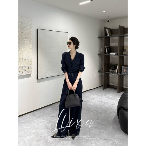 气质翻领衬衫阔腿裤套装女装春季