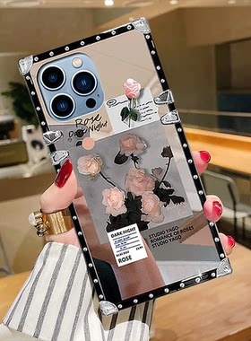 奢华大牌方形适用于苹果15promax手机壳红米Note13Pro新款OPPOReno6网红vivoS17Pro高级感oppoA2小众女华为