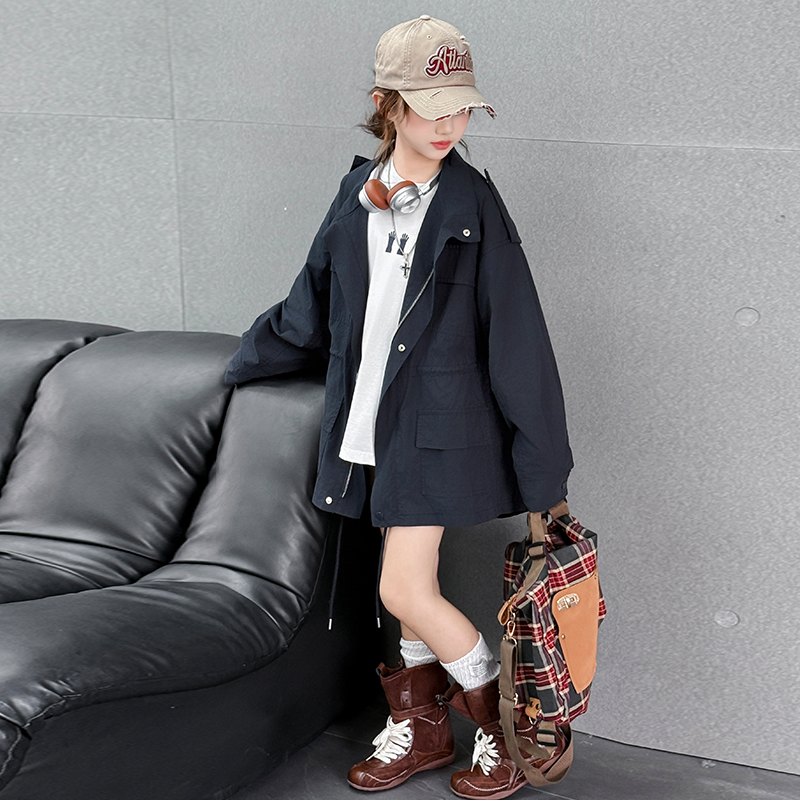 女童韩版外套2025秋季新款风衣潮