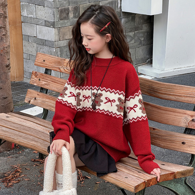 女童套头毛衣秋冬装2025新款上衣