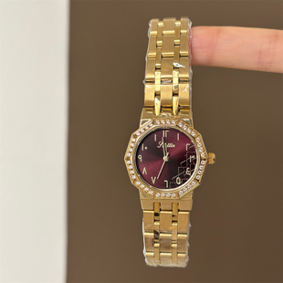 诗高迪个性 文字镶钻女士手表小众设计钢带石英表高级感上班族通勤