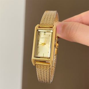表 精致通勤女式 DUKE NICLE细方形金色麦穗带手表女中古风轻奢时尚