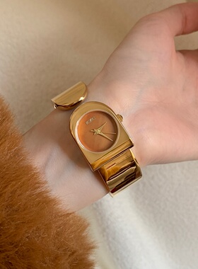 中古vintage笨钟造型手镯手表小众设计时尚潮流女士女表2025新款