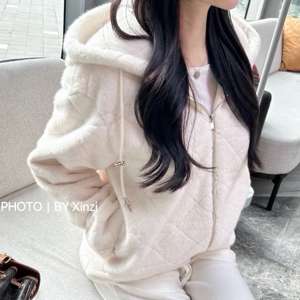 辛子韩国代购时尚百搭连帽仿皮草短外套女宽松显瘦气质休闲上衣