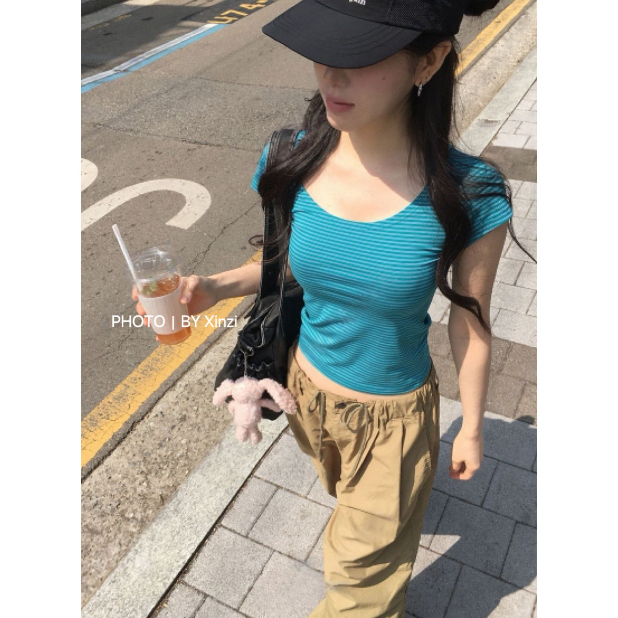 夏季韩系条纹显瘦短袖T恤