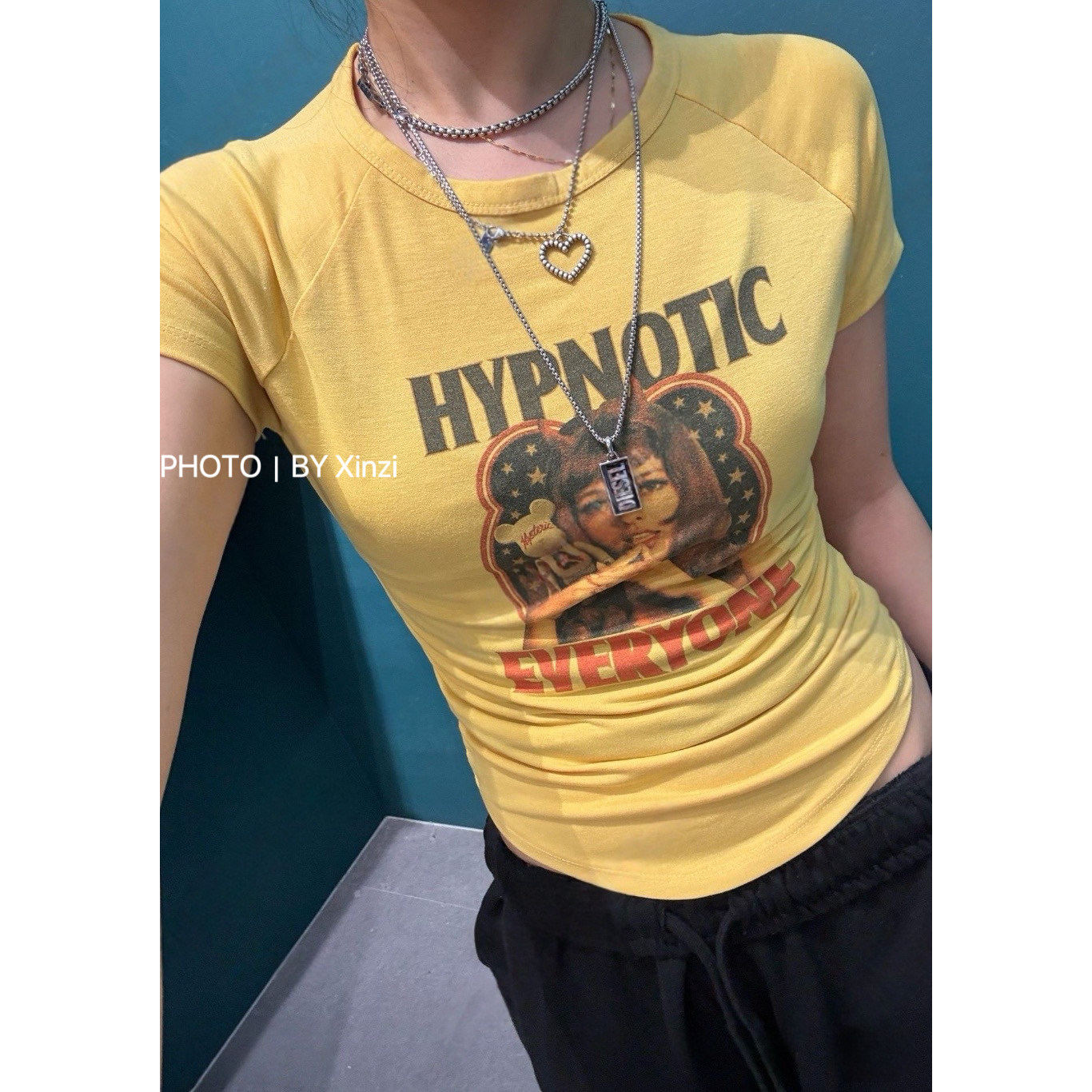 韩版多巴胺印花显瘦短袖T恤女