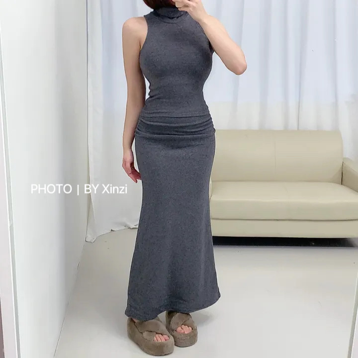 辛子韩国代购纯欲气质高领无袖上衣包臀长裙两件套女修身显瘦套装,女装/女士精品,时尚套装,淘宝优惠券,粉丝福利购,淘宝优惠卷