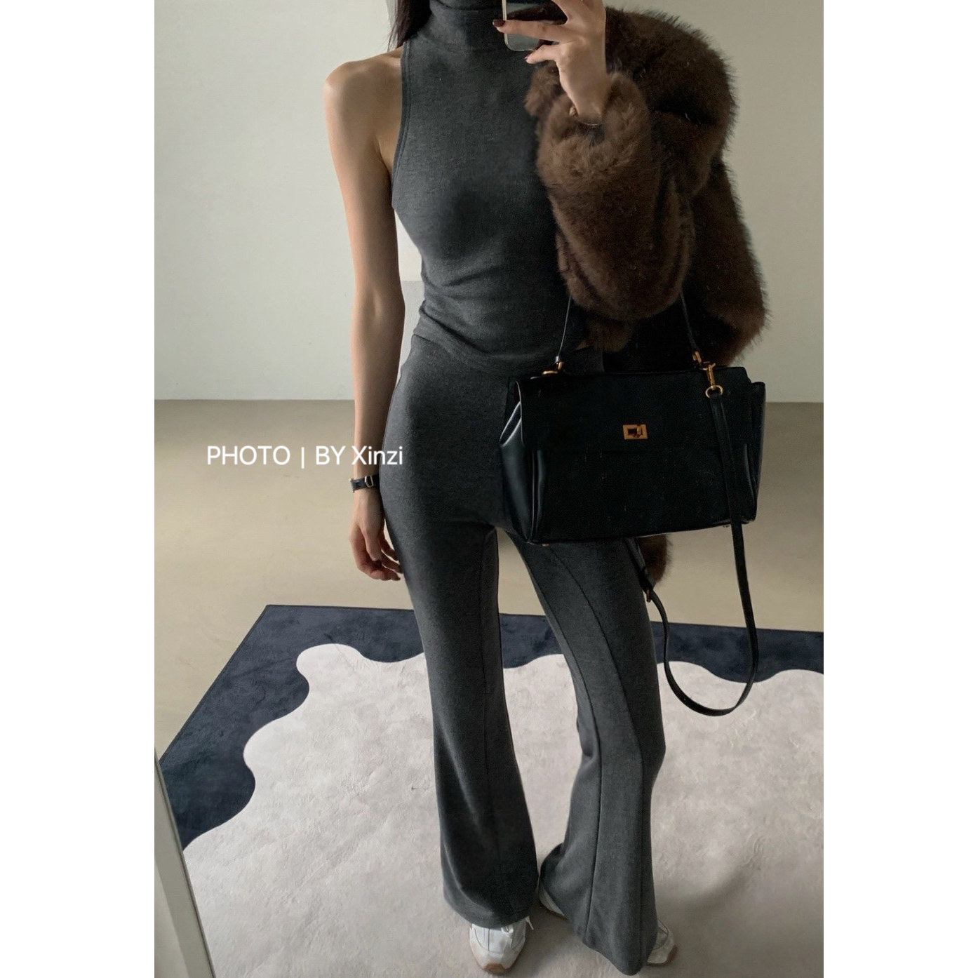 辛子韩国代购辣妹风高领无袖背心女修身百搭高腰喇叭裤两件套显瘦,女装/女士精品,时尚套装,淘宝优惠券,粉丝福利购,淘宝优惠卷