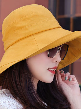 棉质夏季可折叠海边沙滩帽子