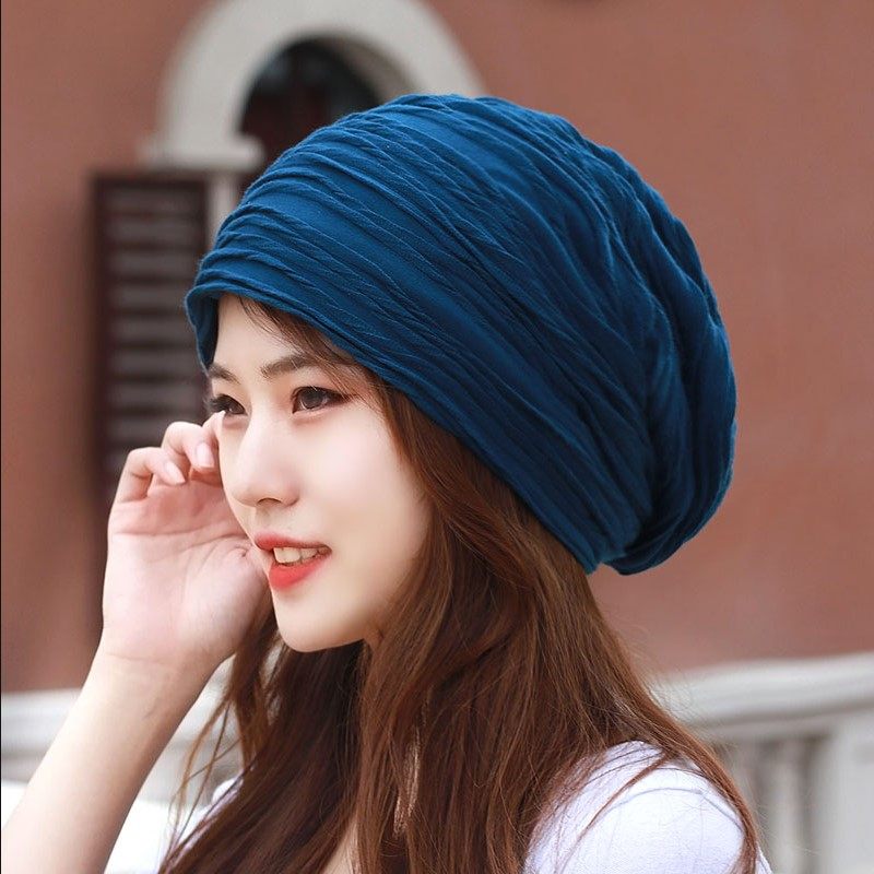 春季帽子韩版堆堆帽头巾帽休闲帽褶皱街舞帽包头帽棉质护耳防风帽