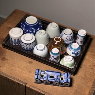 【微瑕】釉下彩大口径手压杯厚实主人杯80年代库存龙窑柴烧老瓷器