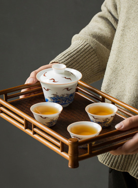 纯手工竹编茶托盘干泡台