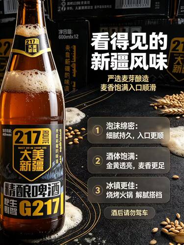 大美新疆特色精酿啤酒独库公路G217主题4.5°玻璃瓶600ml自驾