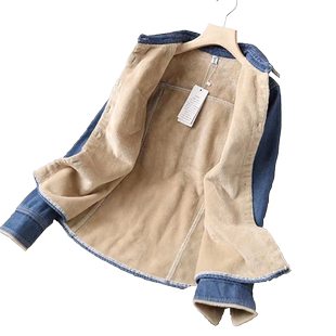 水洗牛仔棉加绒衬衫女秋冬新款保暖显瘦打底休闲衬衣显瘦长袖上衣