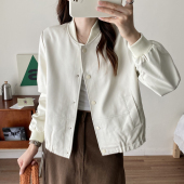 棒球服皮衣外套女短款 小个子设计感立领机车服女pu皮夹克 春秋新款