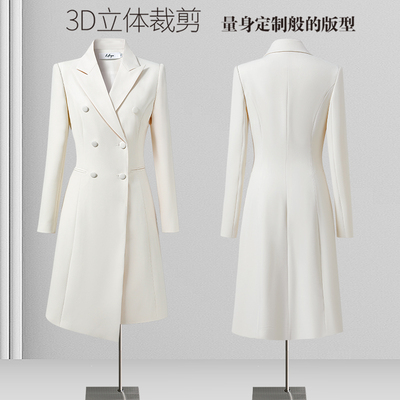 春秋职业连衣裙正式场合西装裙艺考播音主持人正装美容院工作服女