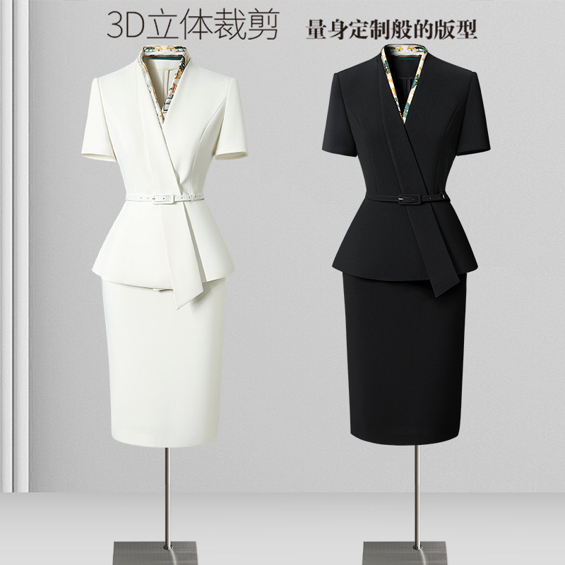 职业套装女夏西装短袖薄款气质时尚高端前台工装医美美容师工作服