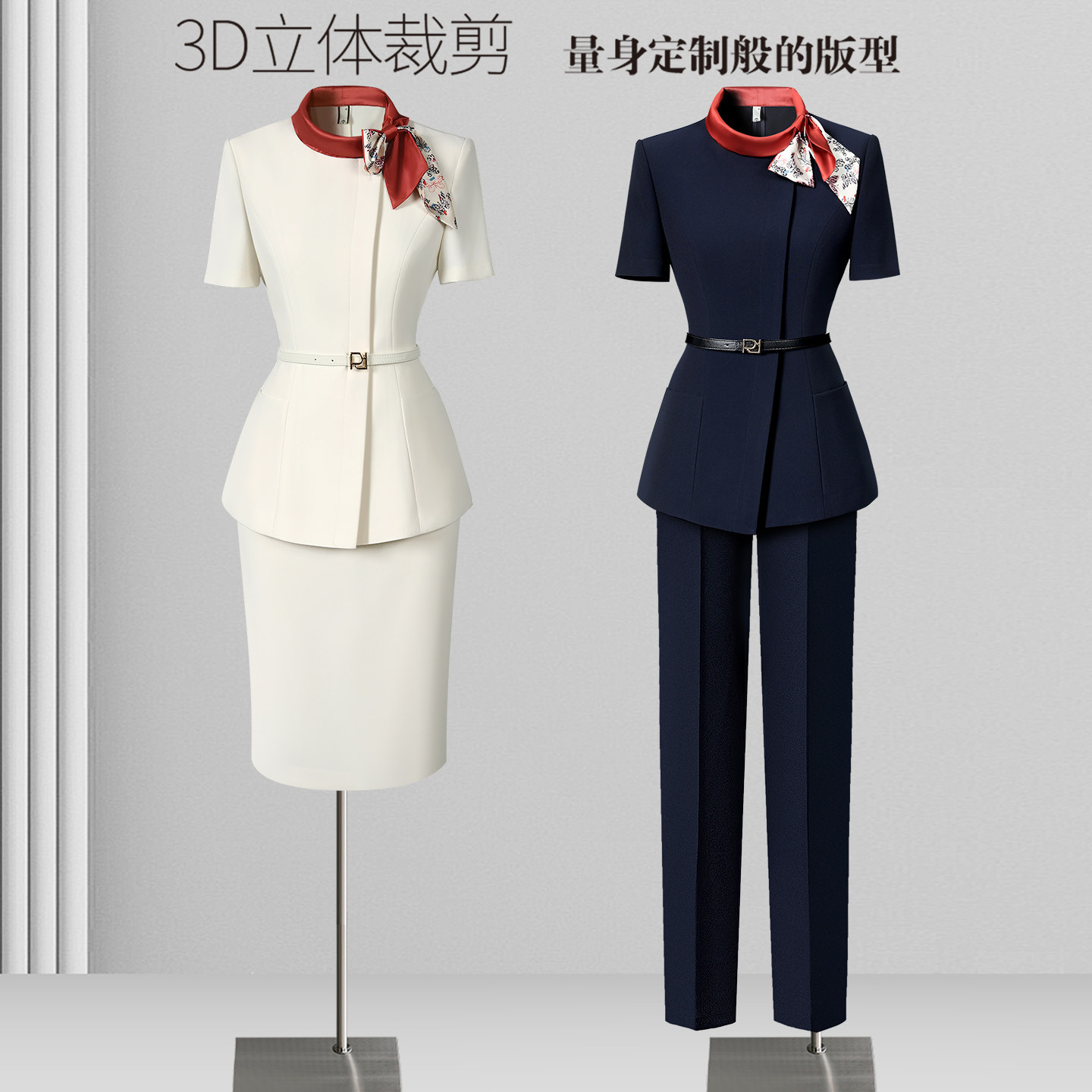 职业西装套装女夏薄款短袖气质洋气案场客服前台工装美容院工作服