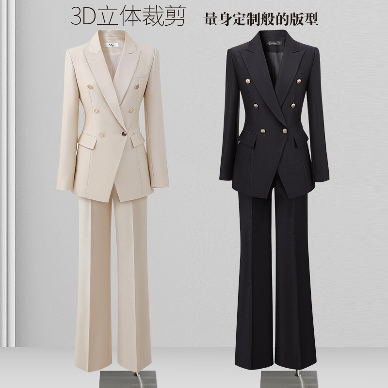 2025新款女装西装套装 职业休闲藏青色正装 高品质聚酯西装外套图片