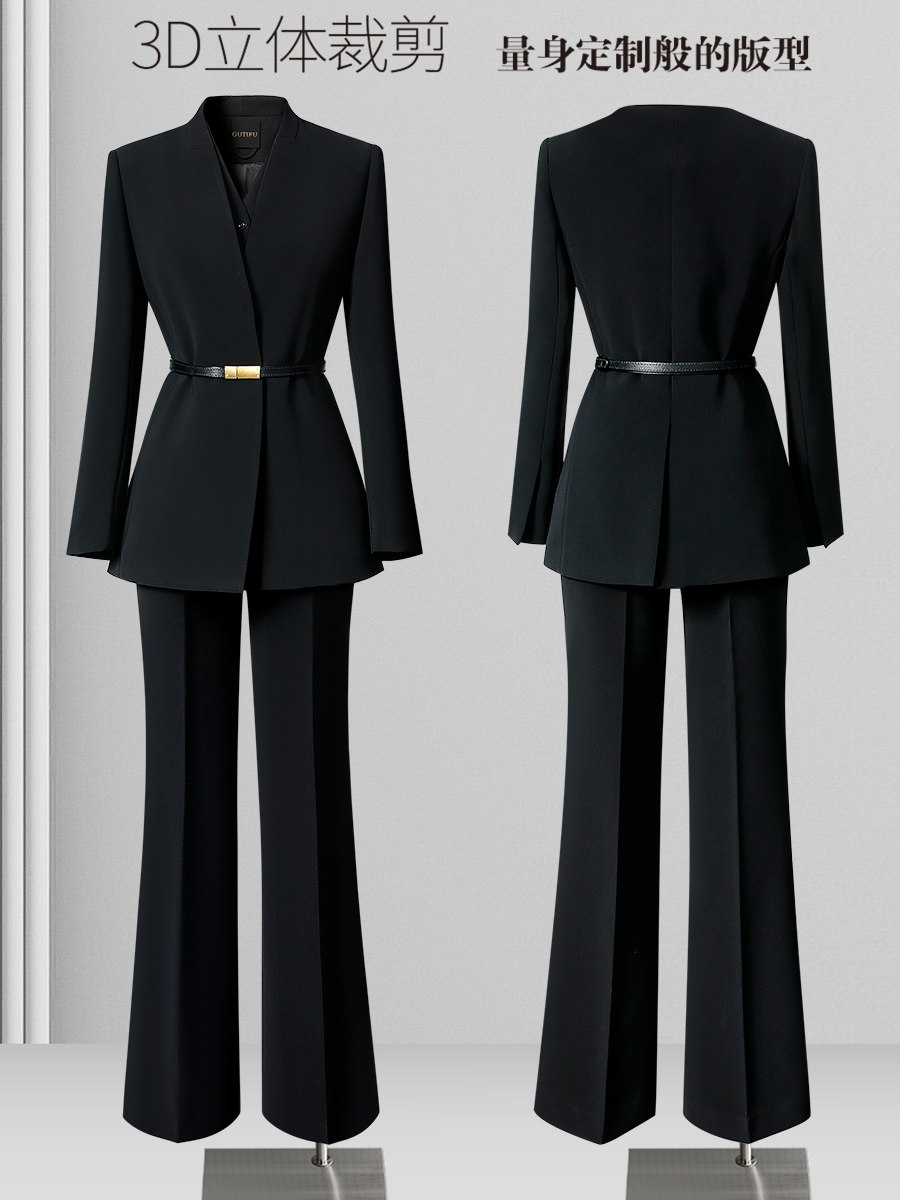 黑色西装套装女高级感职业正装气质收腰修身上班工装珠宝店工作服