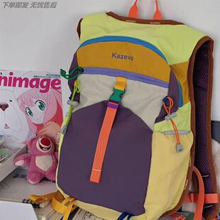 小众设计旅行包多巴胺户外大容量双肩包女休闲骑行背包撞色登山包