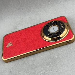 适用华为mate80Promax手机壳新年国潮瑞红色祥云福字mate70Pro皮纹精孔保护套苹果17PromaxMate60pro小米17
