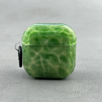荧光绿水波纹适用华为freeclip2保护套Freebudspro4耳机壳freebuds6i硅胶5i无线pro3蓝牙se2/se3/7i