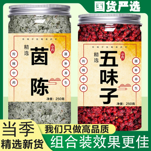 野生茵陈五味子茶组合中药材500g新货和正品泡水喝茶的功效与作用
