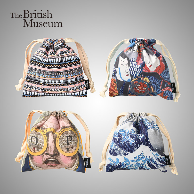 大英博物馆神奈川束口袋小巧文化创意礼物抽绳束口袋旅行收纳袋