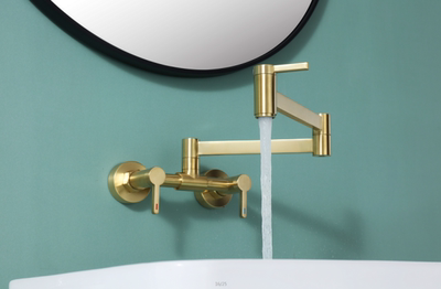 全铜可旋转厨房水龙头折叠式水槽