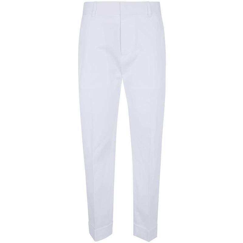 代购Dsquared2女士休闲裤舒适挺括修身白色办公宴会长裤百搭简约