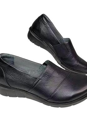 代购dansko女士乐福鞋舒适透气轻便易穿脱黑色皮质套脚厚底