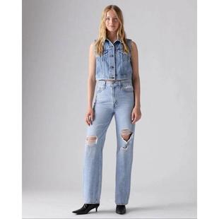 女裤 宽松高腰浅蓝破洞日常春装 Levis李维斯女士牛仔裤 代购