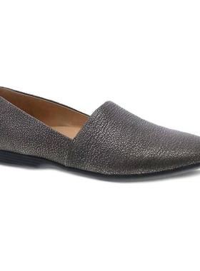 代购dansko女士乐福鞋透气吸汗软底轻便金属色套脚方头皮面