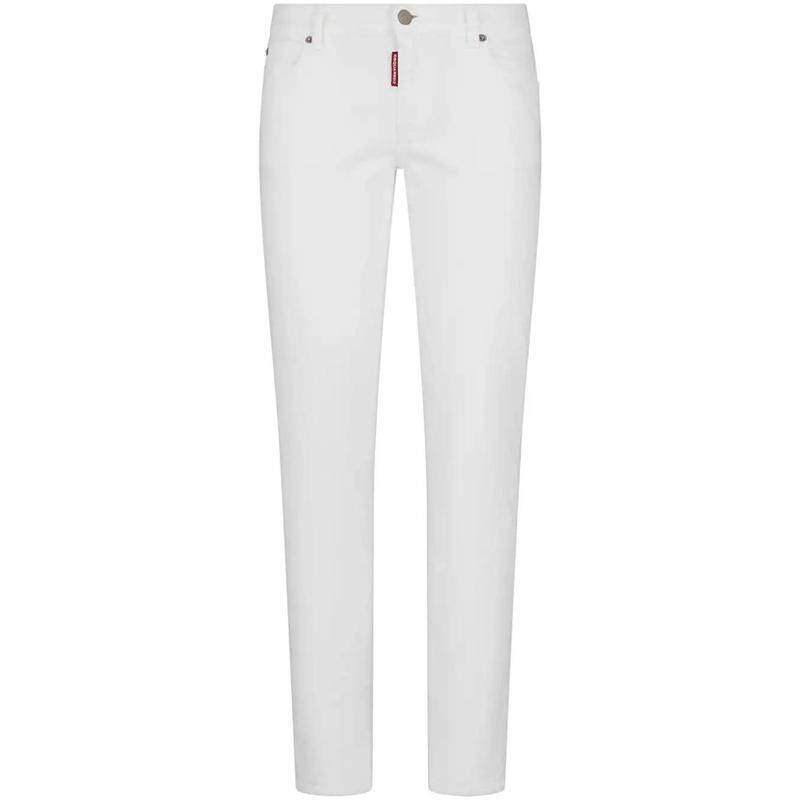 代购Dsquared2女士长裤透气舒适白色修身办公休闲休闲裤百搭简约