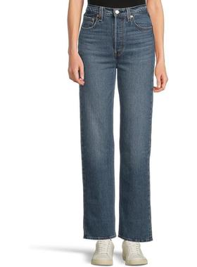 代购Levis李维斯女士牛仔裤修身耐穿直筒蓝色日常通勤女裤