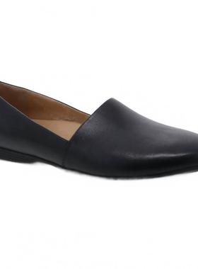 代购dansko女士乐福鞋舒适透气轻便软底黑色尖头平跟牛皮