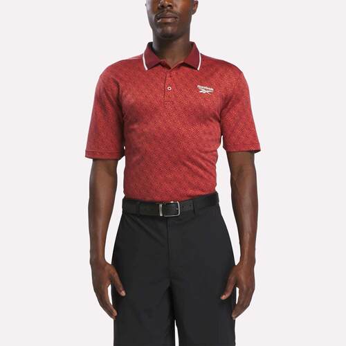 代购Reebok/锐步男士高尔夫polo衫提花短袖高尔夫运动球场训练