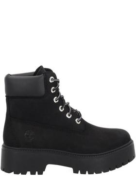 代购TIMBERLAND添柏岚女士工装靴防水耐磨防滑透气黑色系带圆头