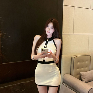 2026夏季 高级感包臀短裙 小香风白色露肩连衣裙女名媛气质收腰修身